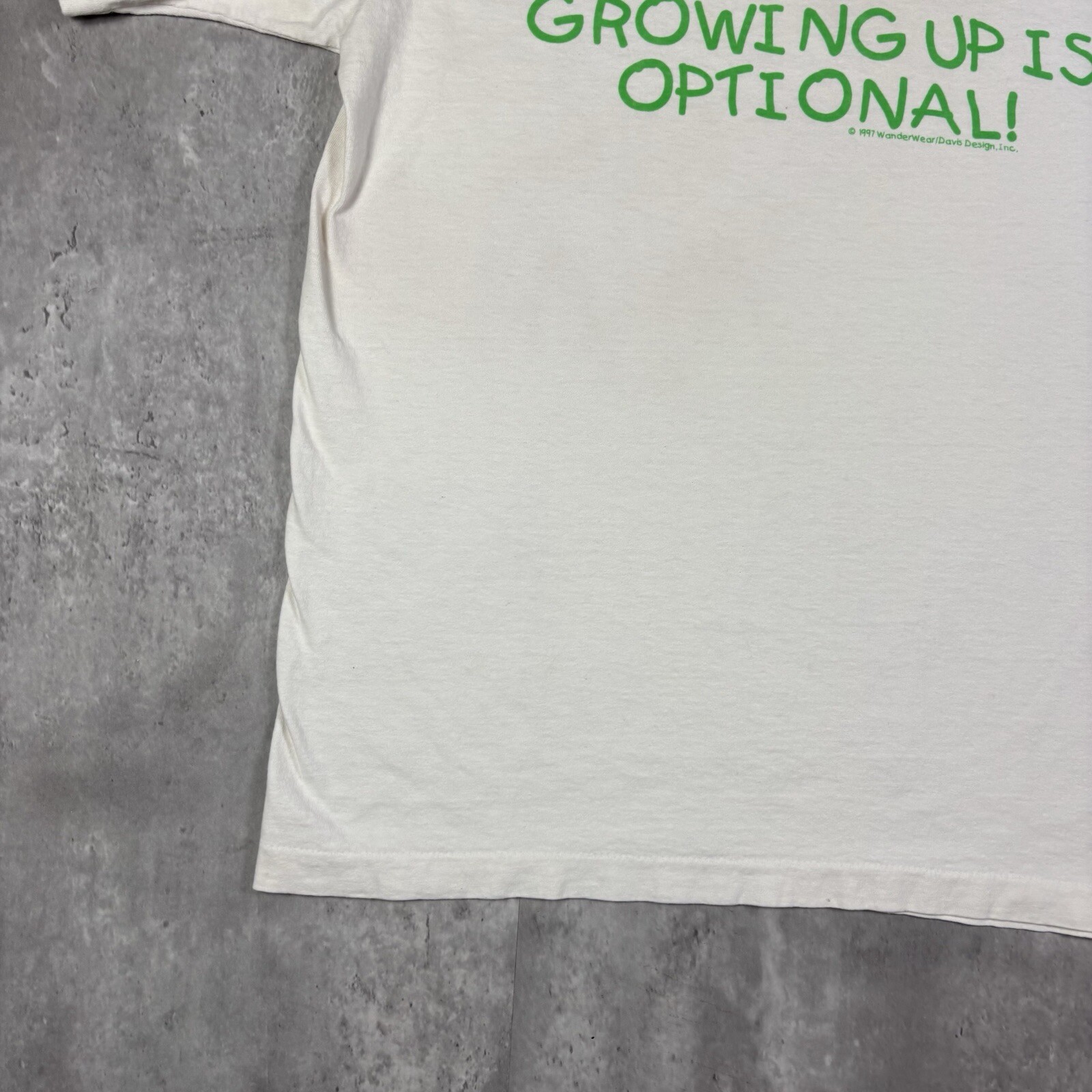 Vintage 90s Growing up is optional Funny Quote Humor T Shirt Mens size L gallery