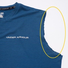 Under Armour Heatgear Blue Striped Sleeveless Tee Men’s L Semi-Fitted – Read!