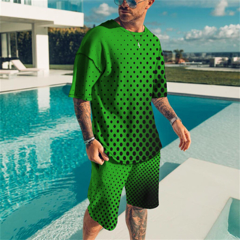 Summer Men's Outfit 2-Piece Set Short Sleeve T-Shirts and Shorts Sweatsuit Set gallery
