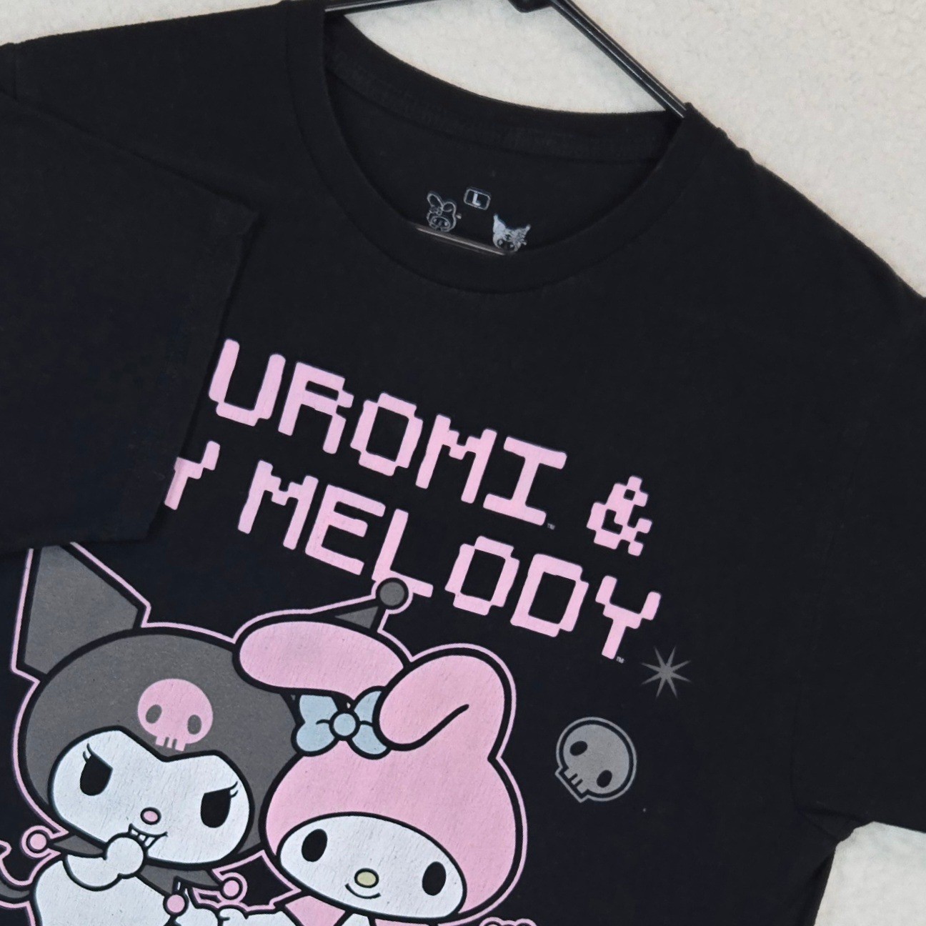 Sanrio Kuromi My Melody T-Shirt L Black Pastel Goth Kawaii Ripple Junction Tee gallery