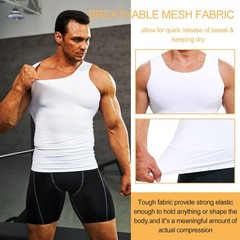 Mens Compression Shirt Slimming Undershirt Body Shaper Vest Workout Tank Tops…