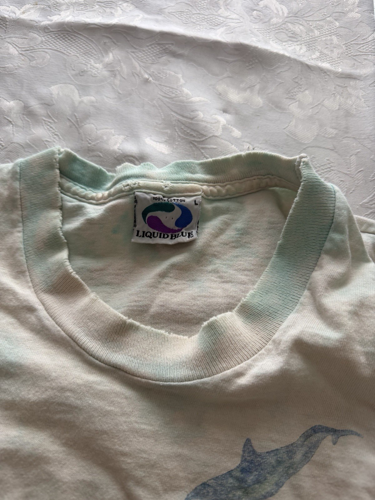 Vintage Liquid Blue T-Shirt Oceanica Ocean Animals AOP Single Stitch 1993 gallery
