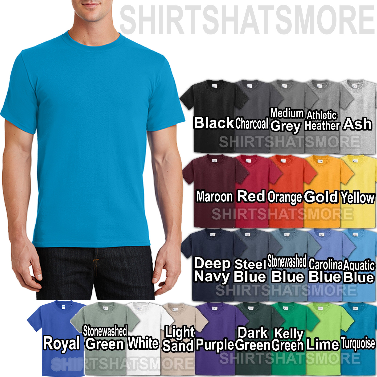 Mens T-Shirt Soft Spun Pre Shrunk Heavy Cotton Tee S, M, L, XL 24 Colors NEW gallery
