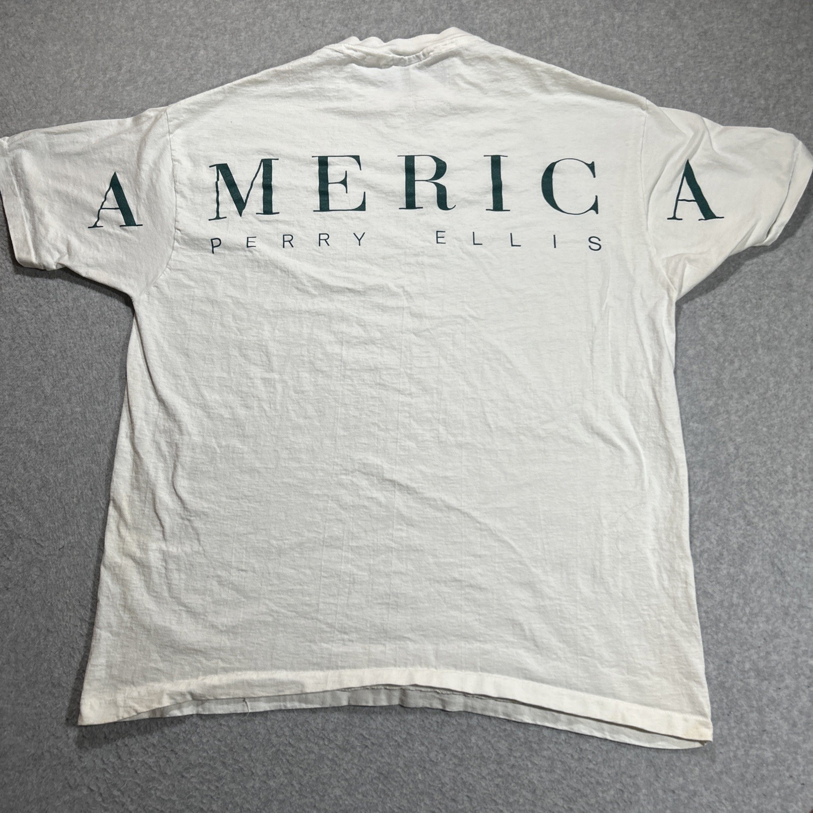 VTG 90s Perry Ellis America Double Sided Big Spell Out Shirt - Mens Large L gallery