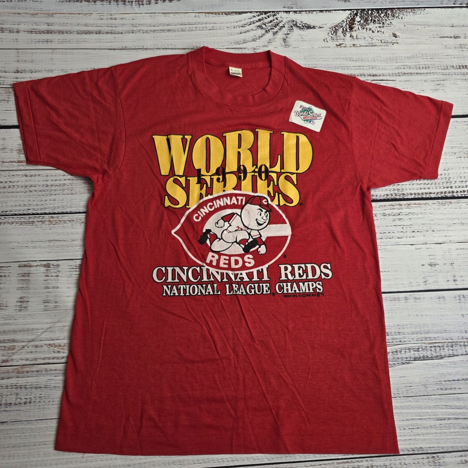 Vintage Cincinnati Reds T-Shirt Mens Large 1990s World Series Single Stitch Red gallery