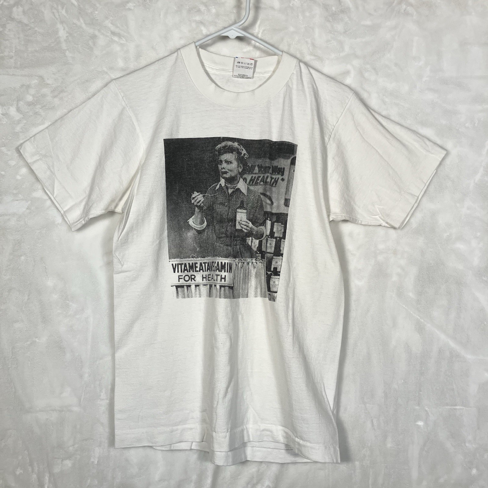 Classic I Love Lucy Vitameatavegamin White Single Stitch Shirt Size M gallery