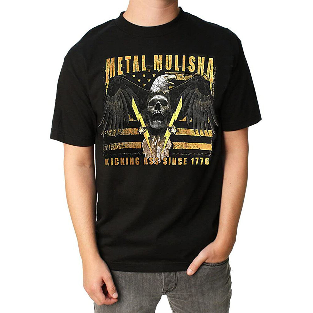 Metal Mulisha 1776 Graphic T-Shirt Tee Black Mens Large L WAS $22.00