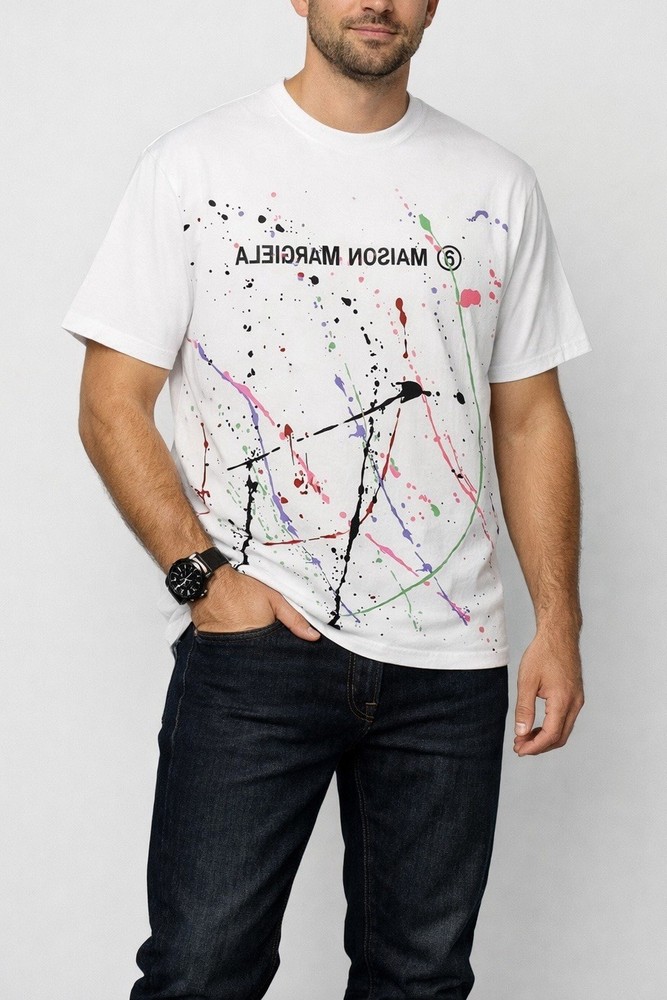 MAISON MARGIELA PARÍS Men’s Paint Splatter T-Shirt Size 48 (L-XL)