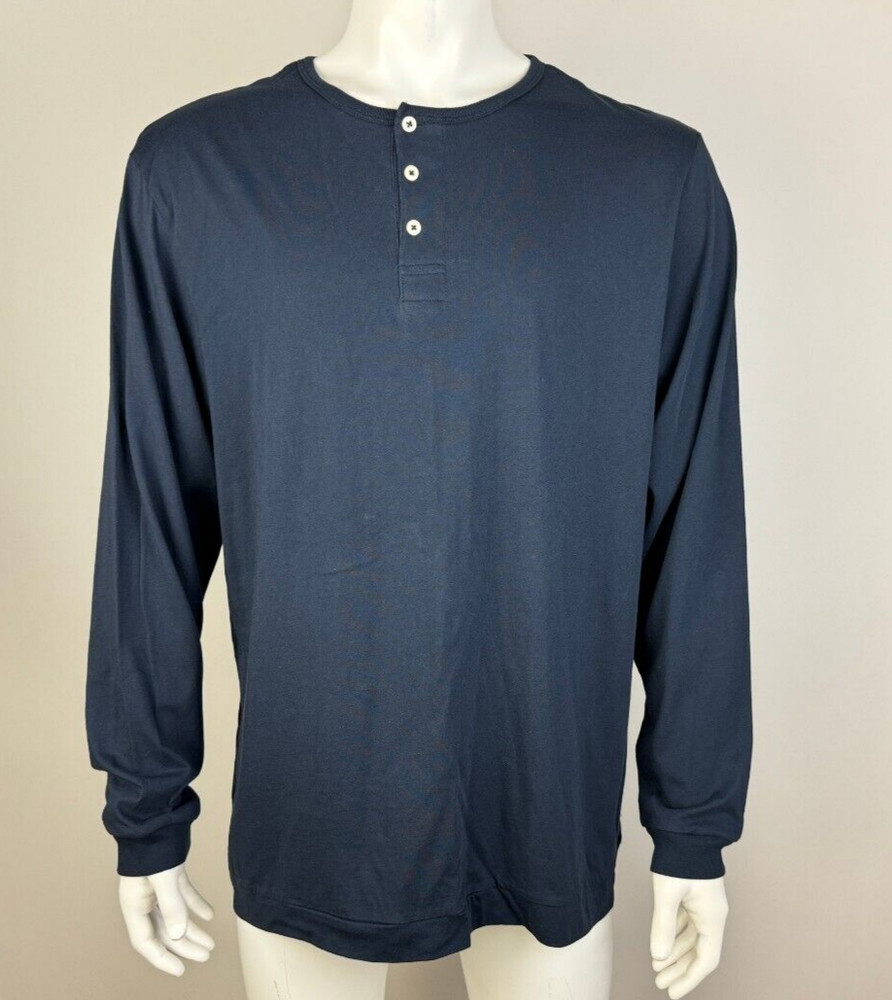 7 Diamonds Premium Supima Cotton Henley Tee Mens XXL NWT Long Sleeve Navy Shirt