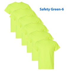 Safety Green Pocket T-Shirt Work Reflective 6 Pack Gildan Ultra Cotton – 2300