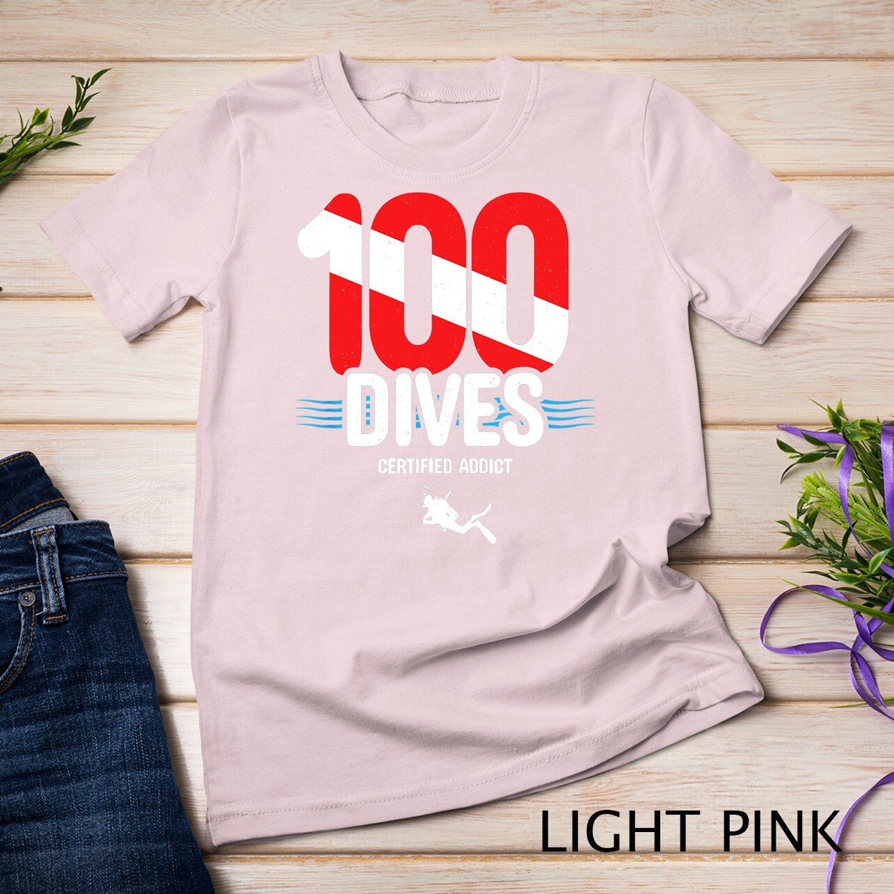 100th Dive Gift - Diver Down Flag - Scuba Diving T-Shirt Unisex T-shirt gallery
