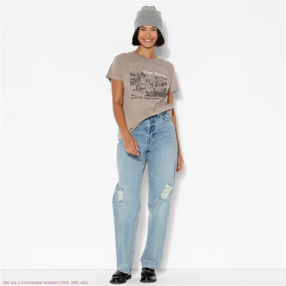 Women's Mainstreet Market Vinyl Records Short Sleeve Graphic T-Shirt - Brown L gallery