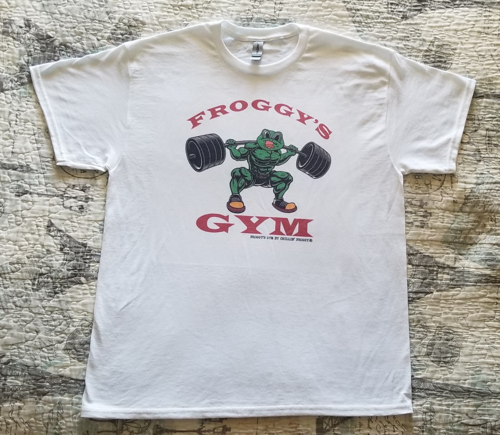 FROGGY'S GYM Workout Bodybuilding Exercise Old School Squat Logo T-Shirt NEW gallery