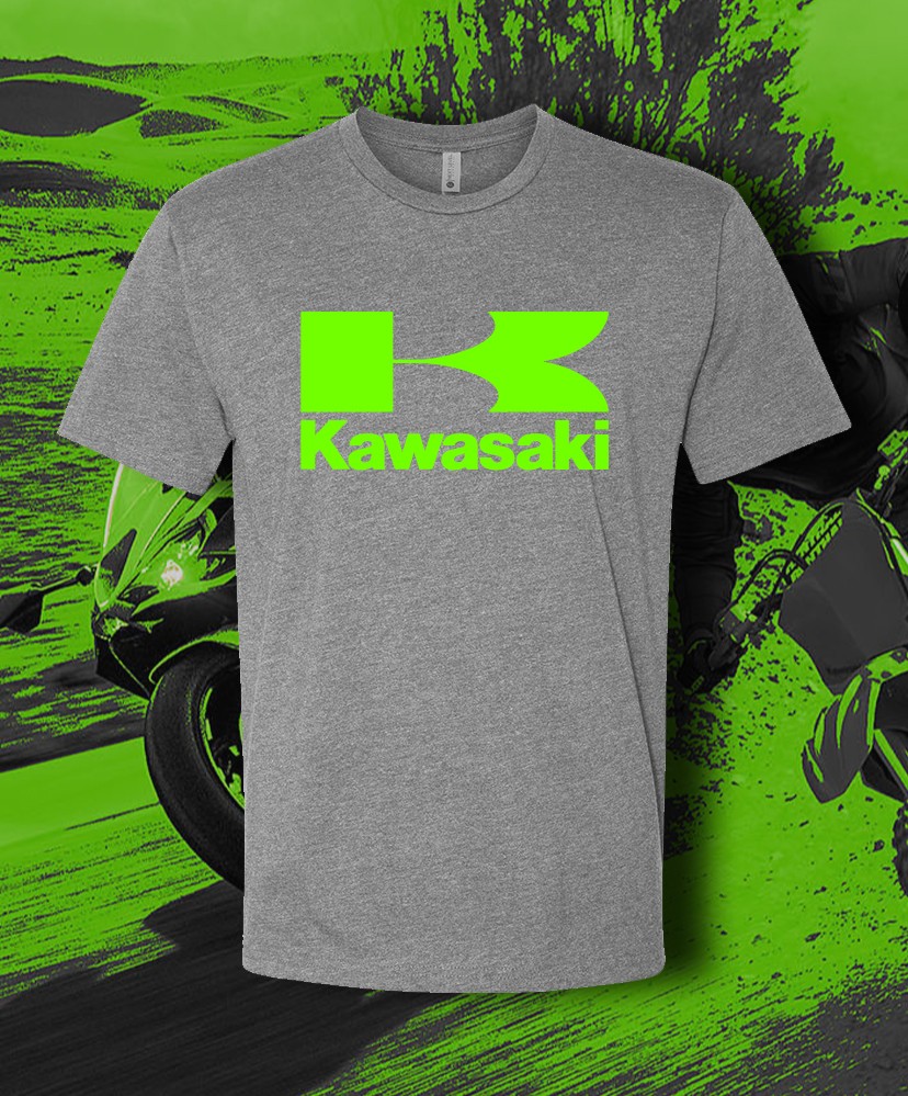 KAWASAKI BLACK T-SHIRT GREEN Logo Racing Ninja Motorcycle Motor Bike Fast Ship! gallery