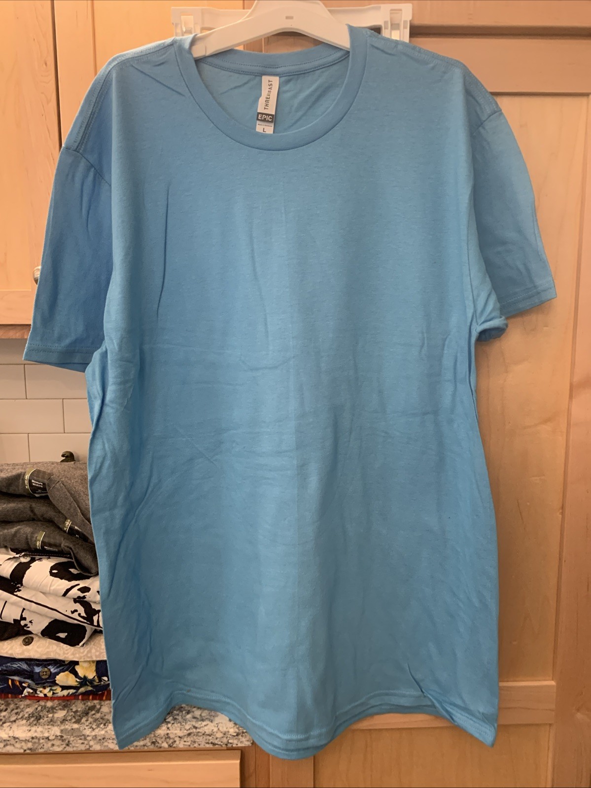Mens Epic Threadfast Light Blue Large Crew Neck Short Sleeve Cotton T-shirt - L gallery