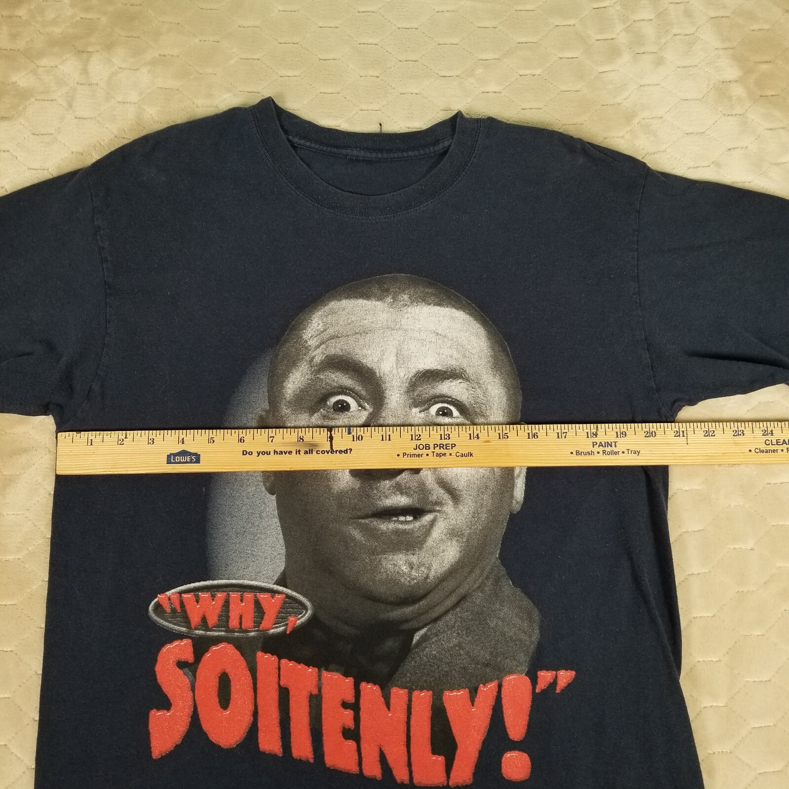 VTG Three Stooges Curly "Why Soitenly!" Shirt Cut Tag Fits M/L See Pics gallery