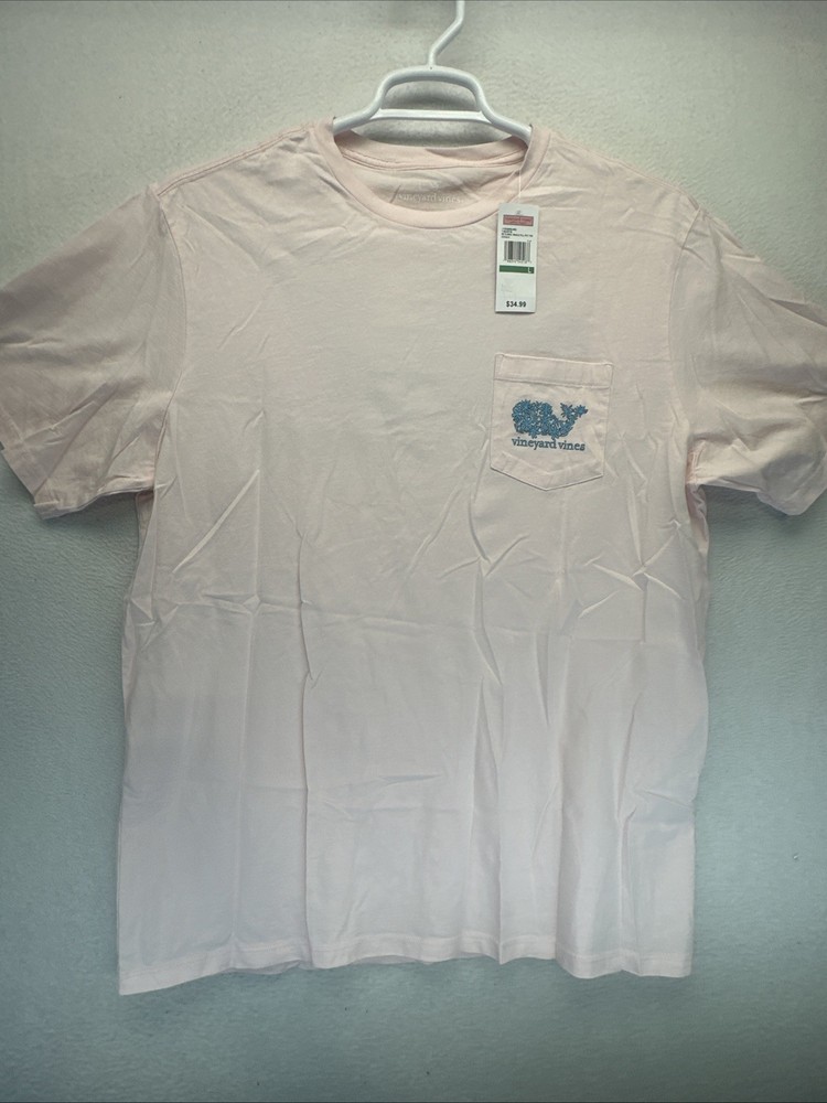 Vineyard Vines Men’s Large Floral Whale Short Sleeve Pink NWT