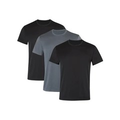3-Pack Hanes Moves Men’s Breathable Tagless Mesh Crewneck T-Shirt Black/Grey 2XL
