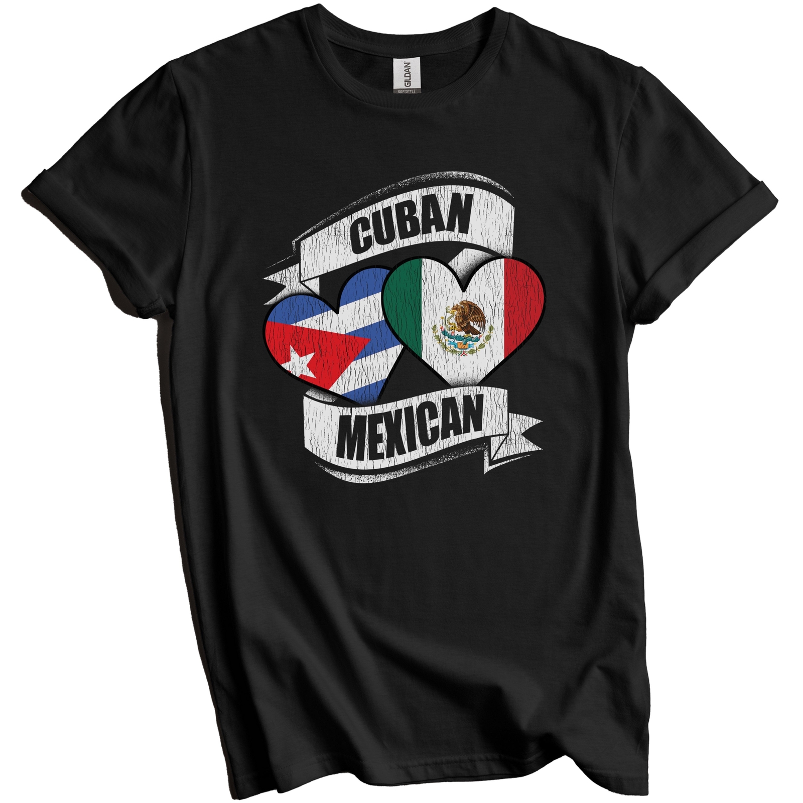 Cuban Mexican Hearts Cuba Mexico Flags T-Shirt gallery