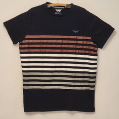 Craft + Flow Voyage Black w/Stripes Short Sleeve Crew Nexk T-Shirt Size 2XL