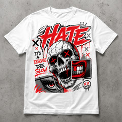 HATE Shull Graphic Tee Shirt To Match Jordan 4 Toro Bravo Big & Tall Streetwear