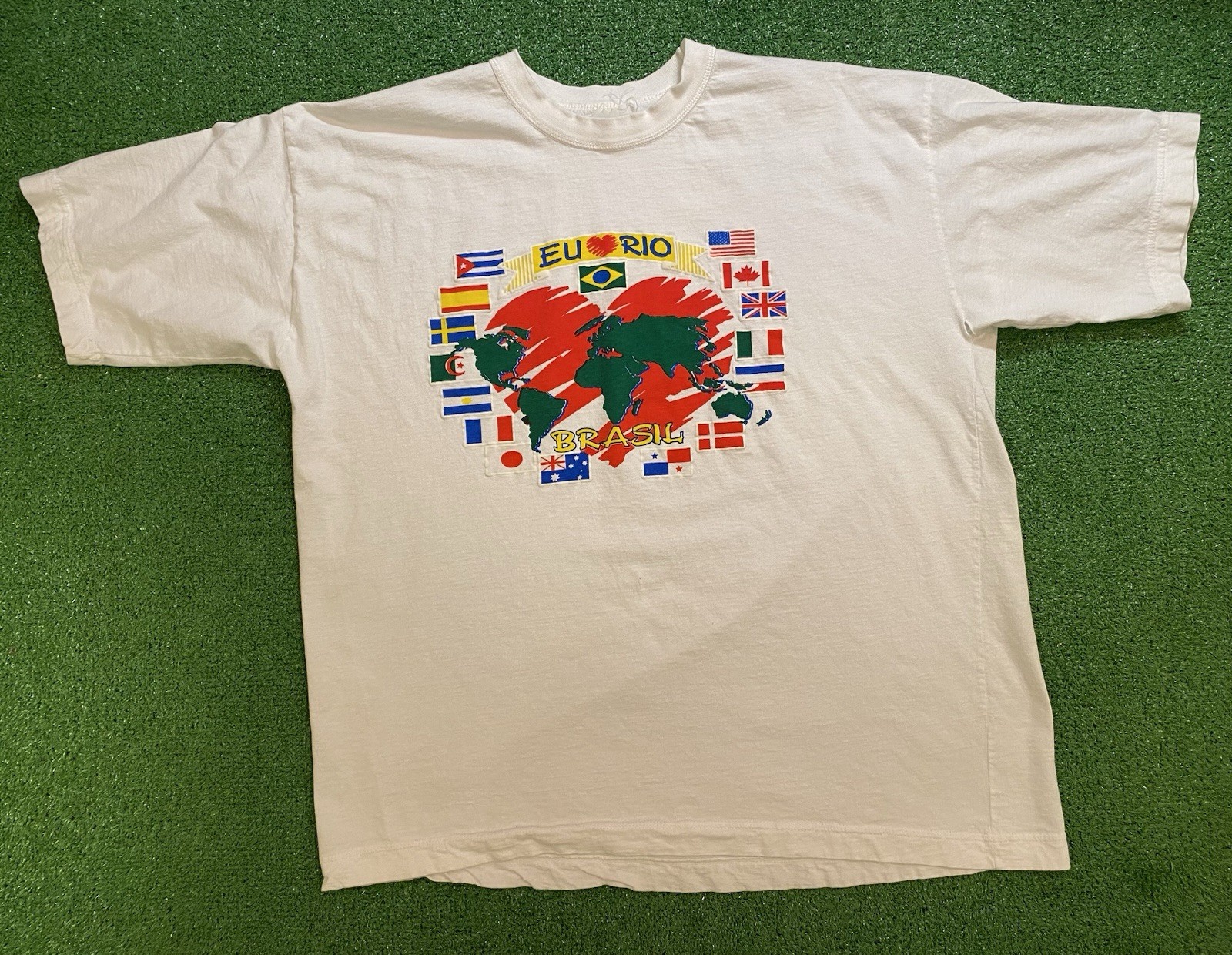 Vintage 90s Rio De Janeiro Brasil Brazil T Shirt Mens Large Country Travel EU gallery