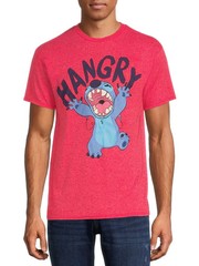 Disney’s Lilo And Stitch Standard Red Adult T-Shirt “Hangry” Size MEDIUM