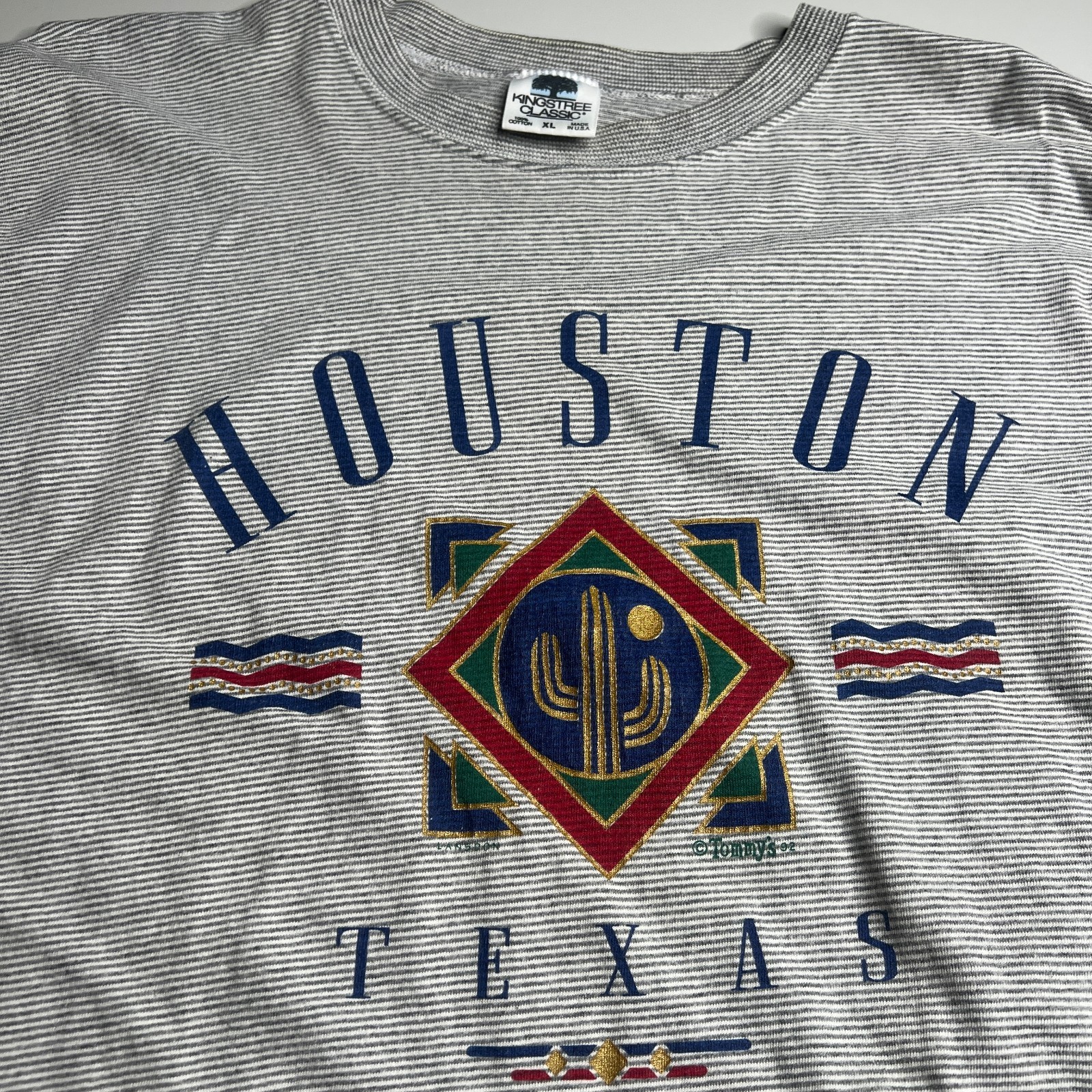 Vintage 90s Houston Texas Graphic T-Shirt XL Made USA Tommys 1992 Cotton gallery