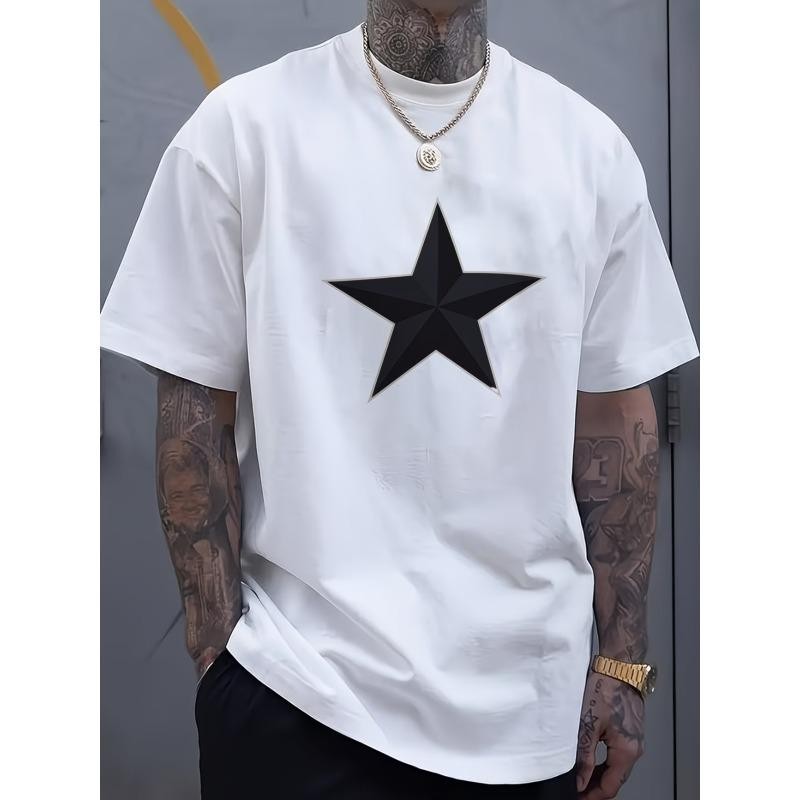 Black Star Graphic T-Shirt – Oversized Unisex Streetwear Tee with Bold Geometric