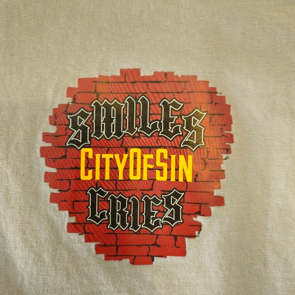 City Of Sin Gray Graphic Tee with Cartoon Design Size S gallery