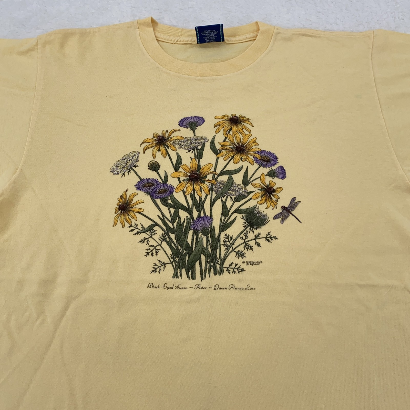 Vtg Wildflowers Black Eyed Swan Aster Queen Anne’s Lace Shirt Large Nature 90s