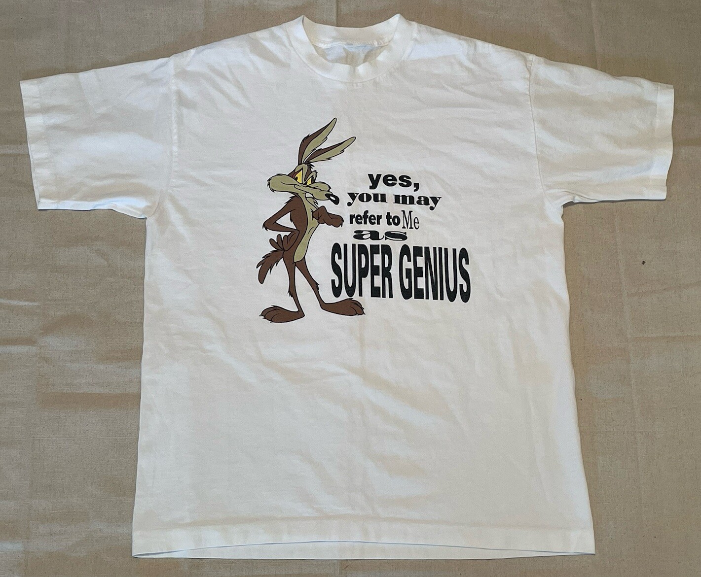 Vintage Looney Tunes Shirt Adult X-Large White 90s Single Stitch Wile E Coyote