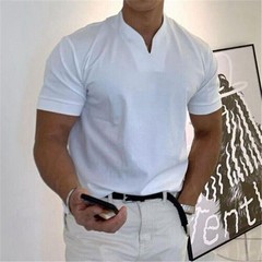 Men Sports Short Sleeve Solid Loose Casual Linen Shirts Shirt Blouse Tops Summer