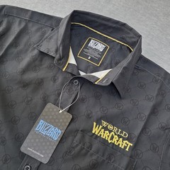 World of Warcraft Blizzard Button Up Shirt Black WoW Logo NWT Men’s Small
