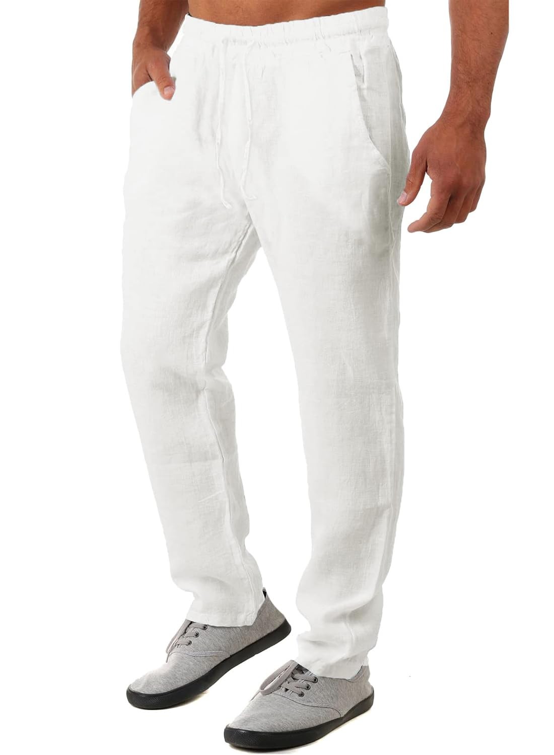 Mens Lightweight Cotton Linen Pants Casual Trousers Drawstring Beach Pockets gallery