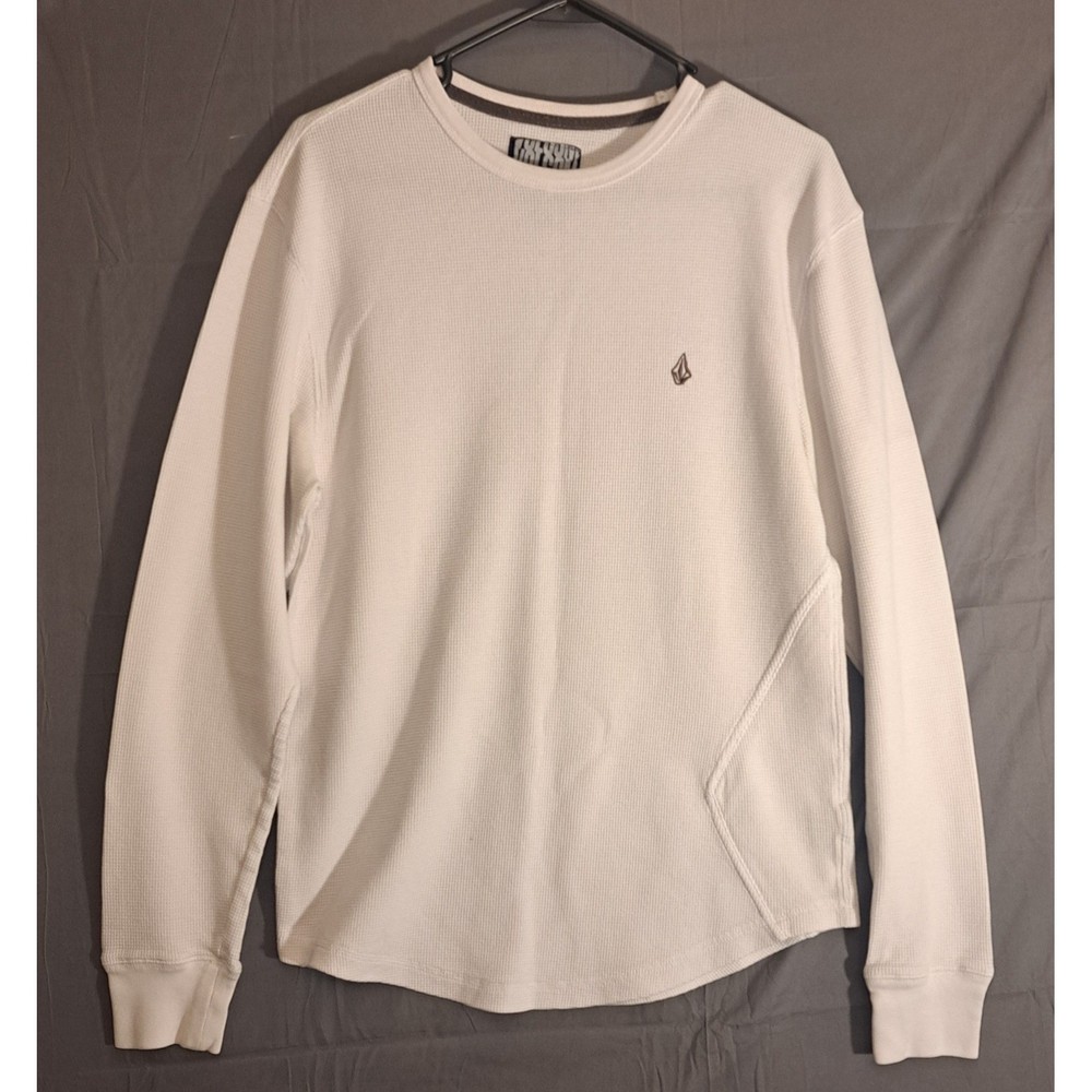 Volcom Stoned Waffle Long Sleeve Short Men’s Size Large White Comfy Warm