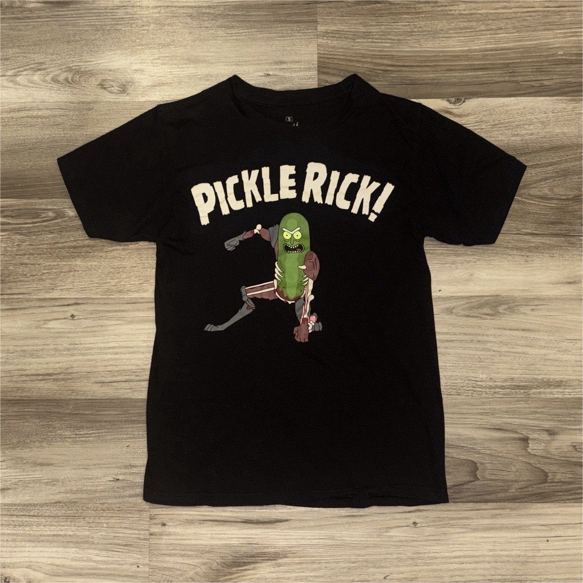 Ripple Junction Adult Swim Pickle Rick Graphic Black Cotton Crew Neck Tee S gallery