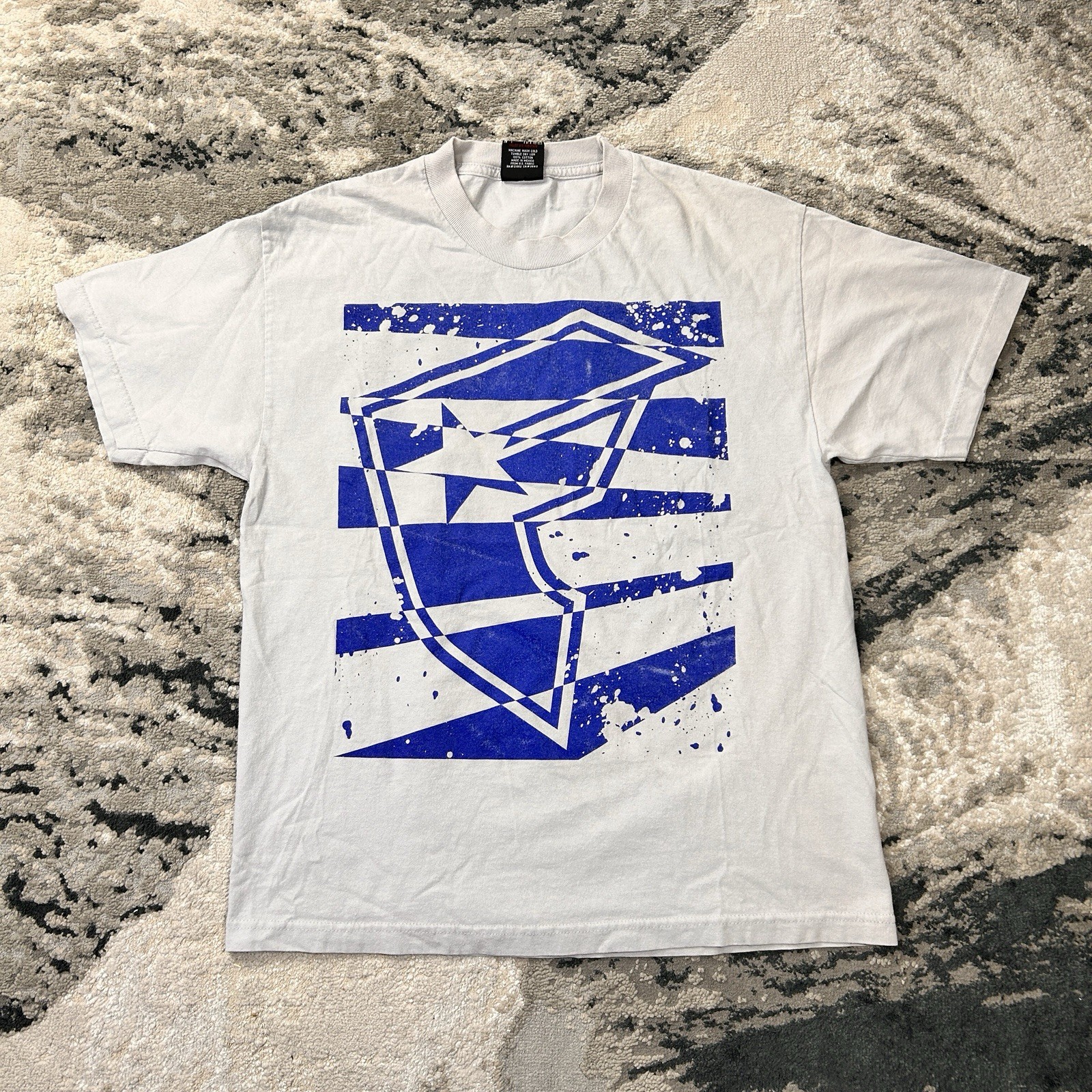 Y2K Famous Stars & Straps Blue Logo Graphic T-Shirt Size L