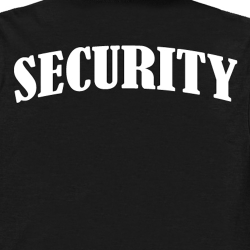 SECURITY T-SHIRT event bouncer party staff Black printed uniform FRONT & BACK gallery