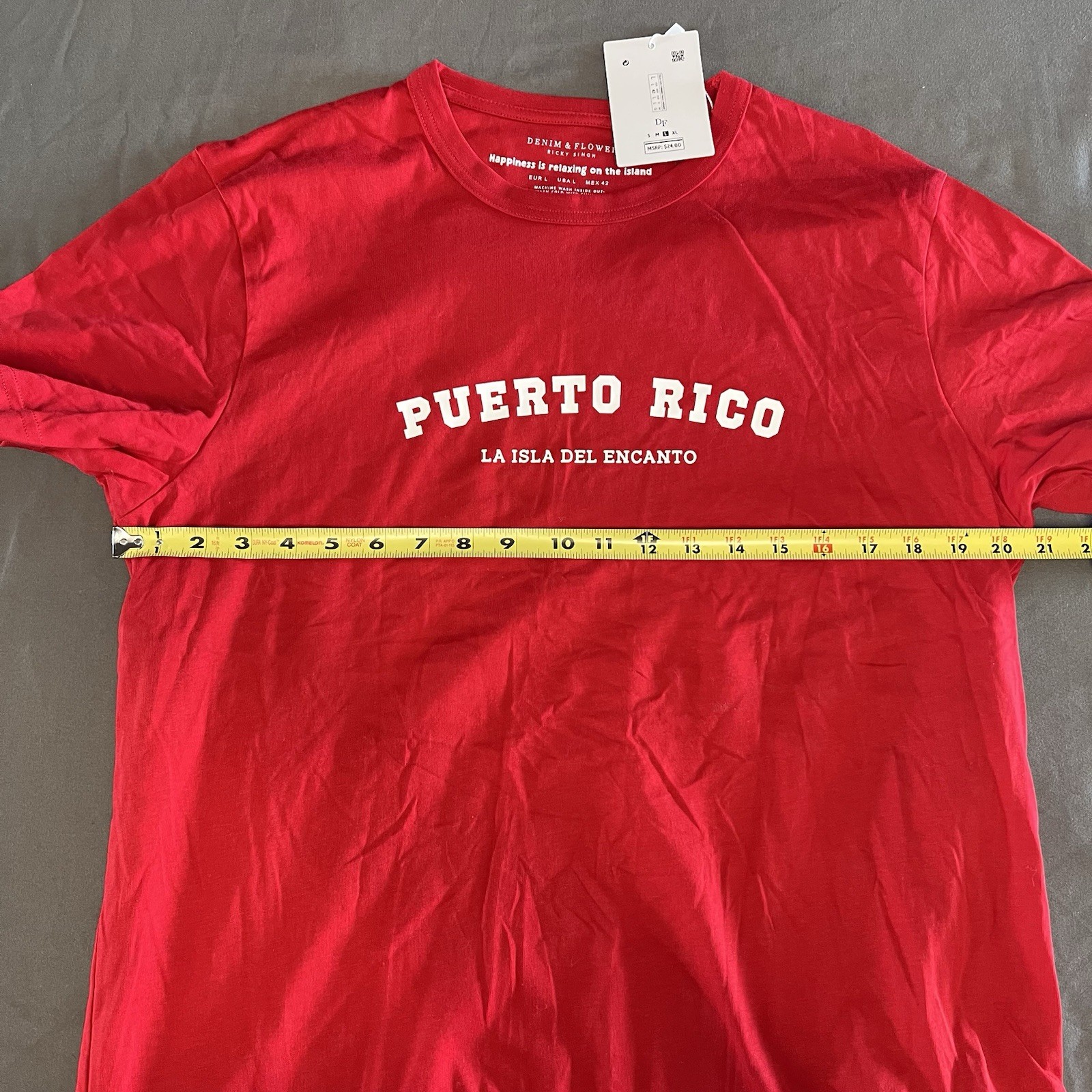 NWT Denim & Flower Men’s Red “Puerto Rico” T-Shirt Size Large gallery
