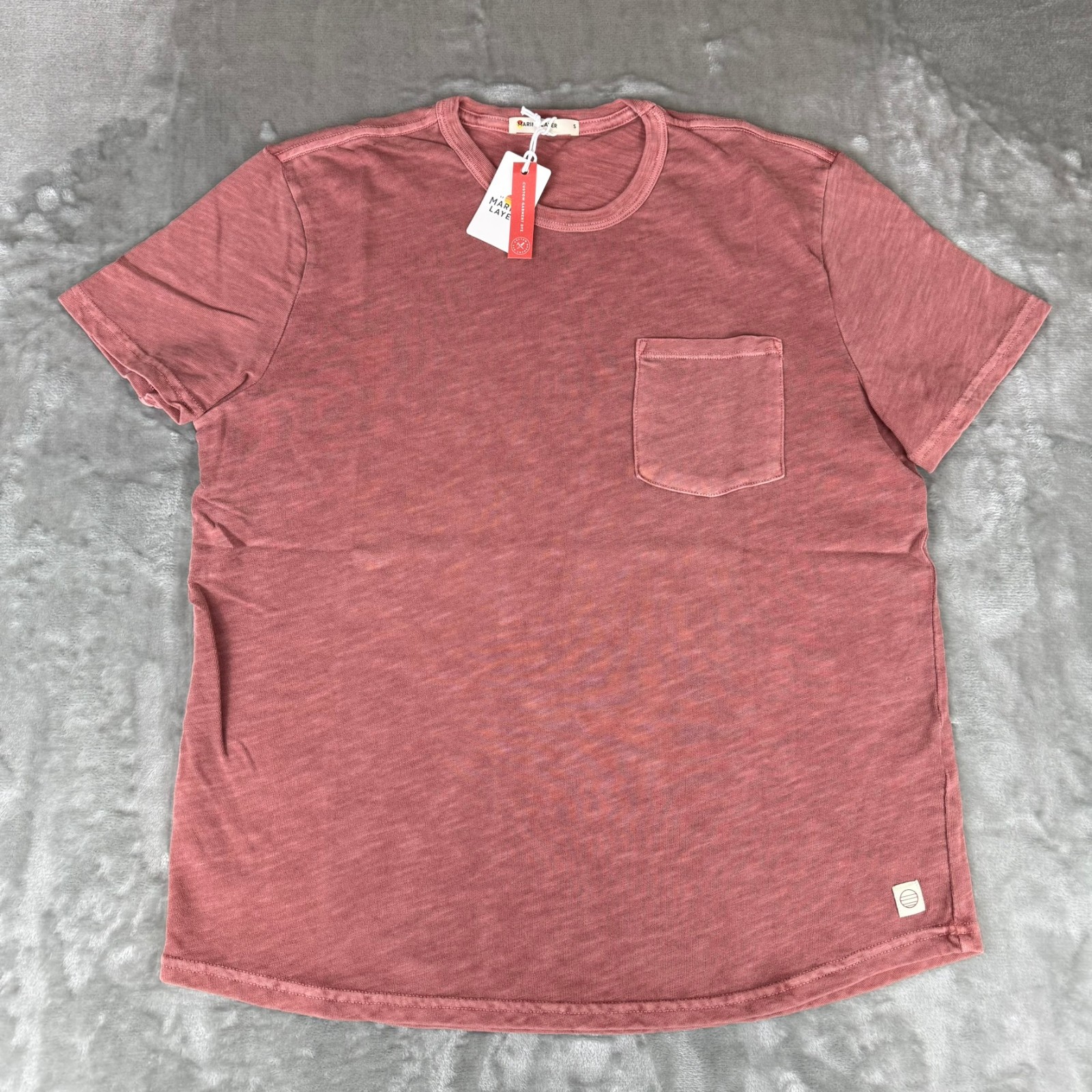 Marine Layer Vintage Heavy Slub Pocket Tee Mens Small Marsala Red Soft $54 NWT gallery