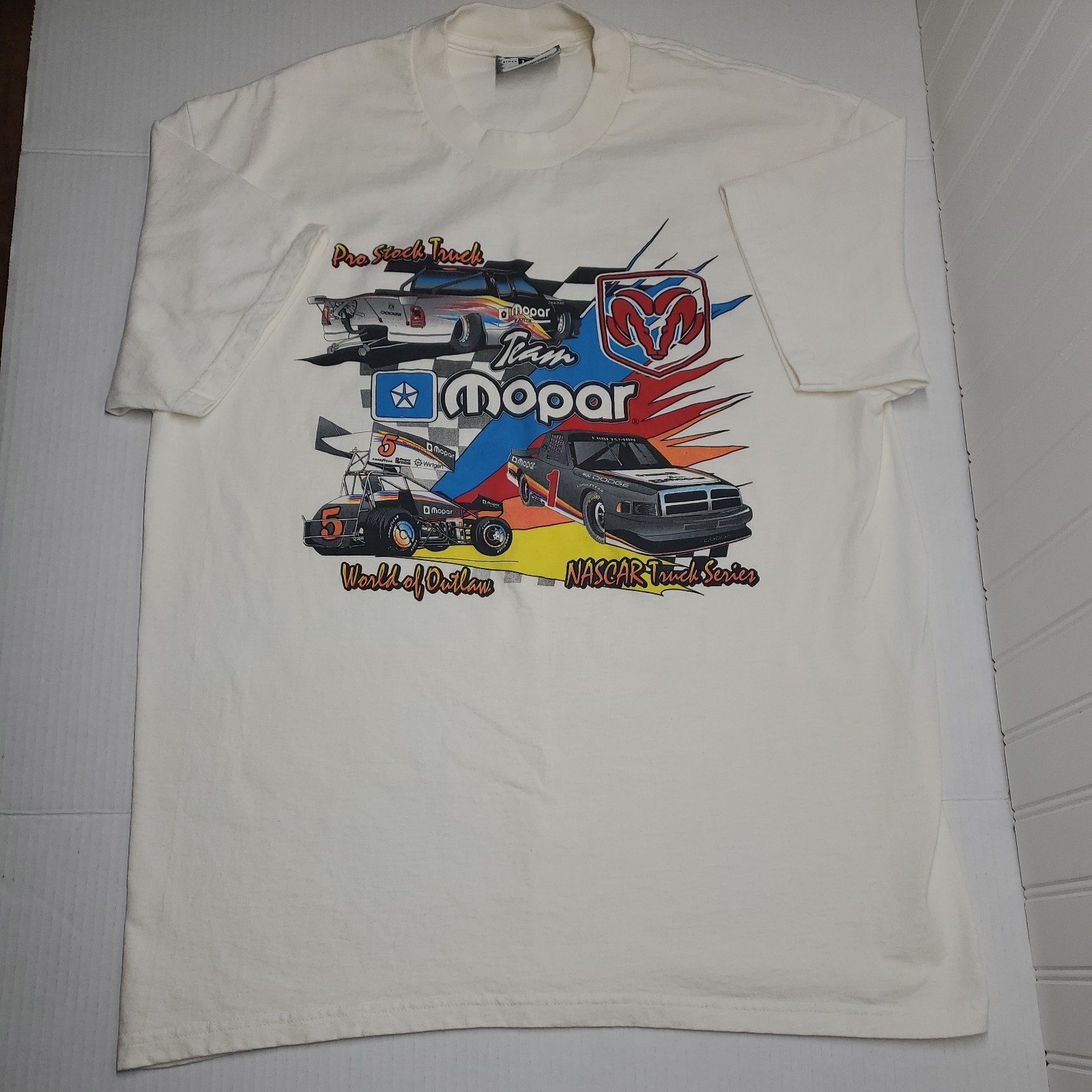 Vintage 90s Mopar Dodge NASCAR Truck Series Double Sided Graphic T-Shirt Size L