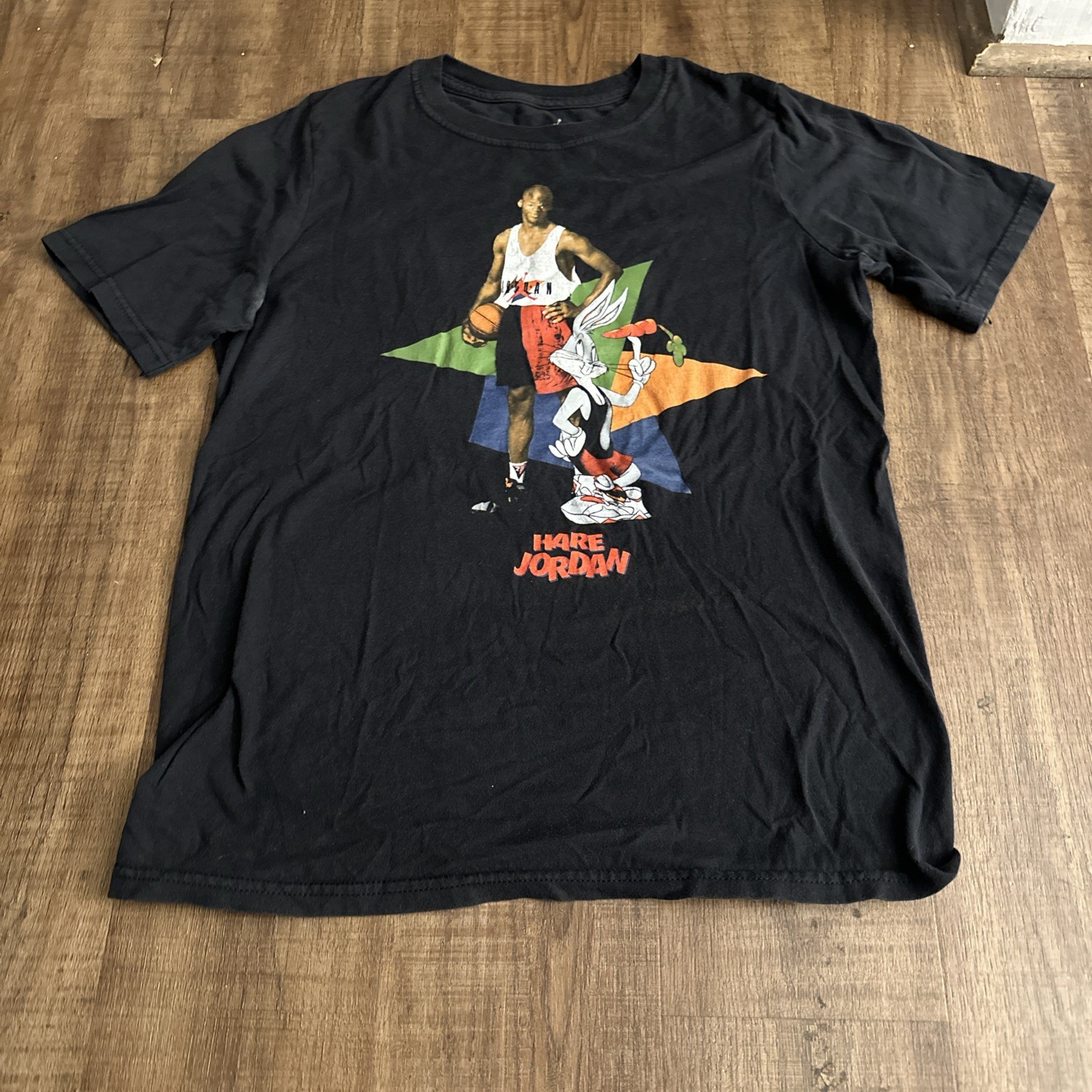 Hare Jordan Shirt Teen Size XL Space Jam Movie Black Michael Bugs Bunny Graphic gallery