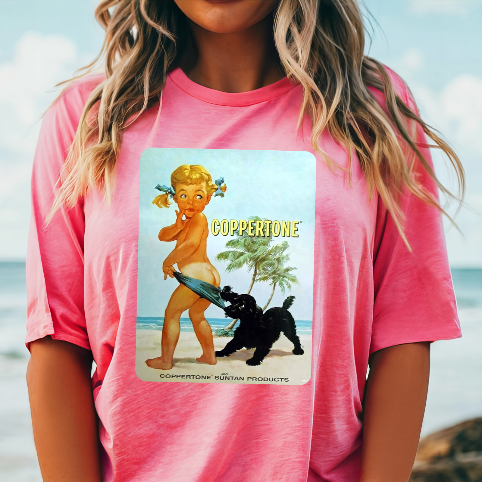 Coppertone Girl Dog T-Shirt | Vintage Beach Advertisement Tee, Vintage Beach Tee gallery
