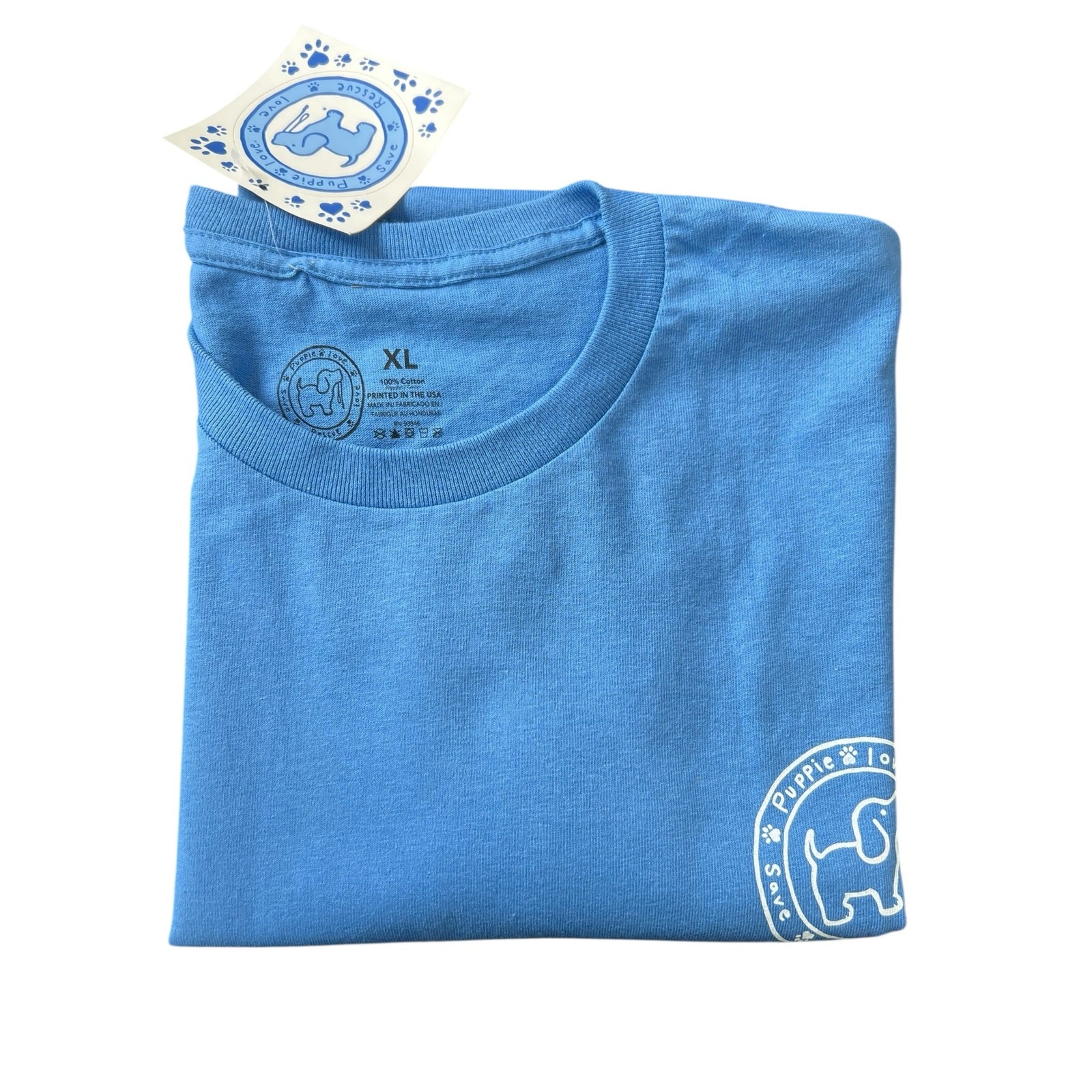 Puppie Love Dog Dad Graphic T Shirt Mens Size XL Blue Rescue Tee NWT gallery