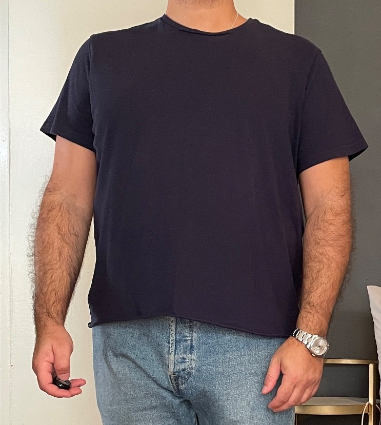 Goodfellow & Co Standard Navy Blue Size XL Cropped Cut Off Crewneck T-Shirt gallery