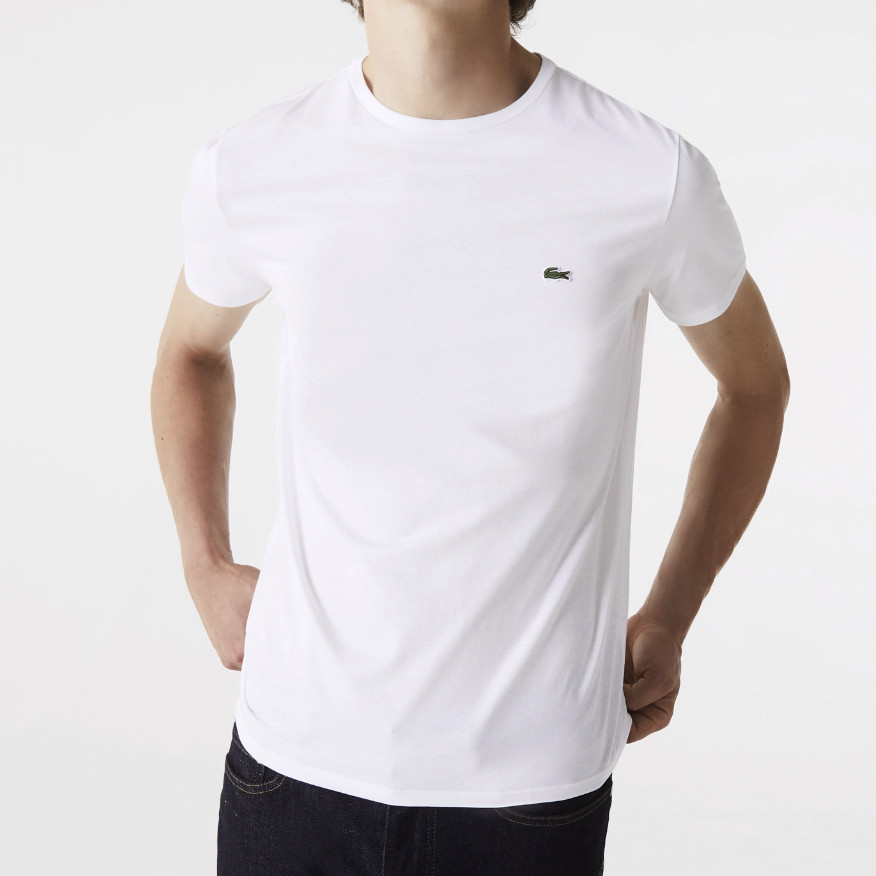 *NEW* Men Lacoste Crew Neck Pima Cotton Jersey T-shirts White (TH6709 001) gallery
