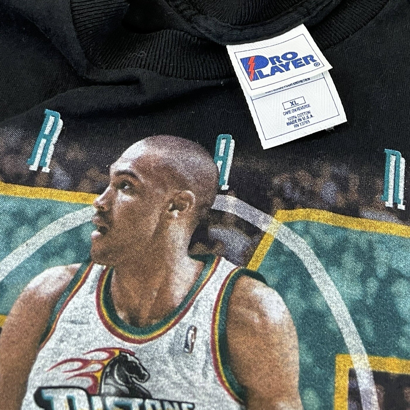 Vintage Grant Hill Detroit Pistons Player Tee T-shirt 90s Pro Player Sz XL gallery