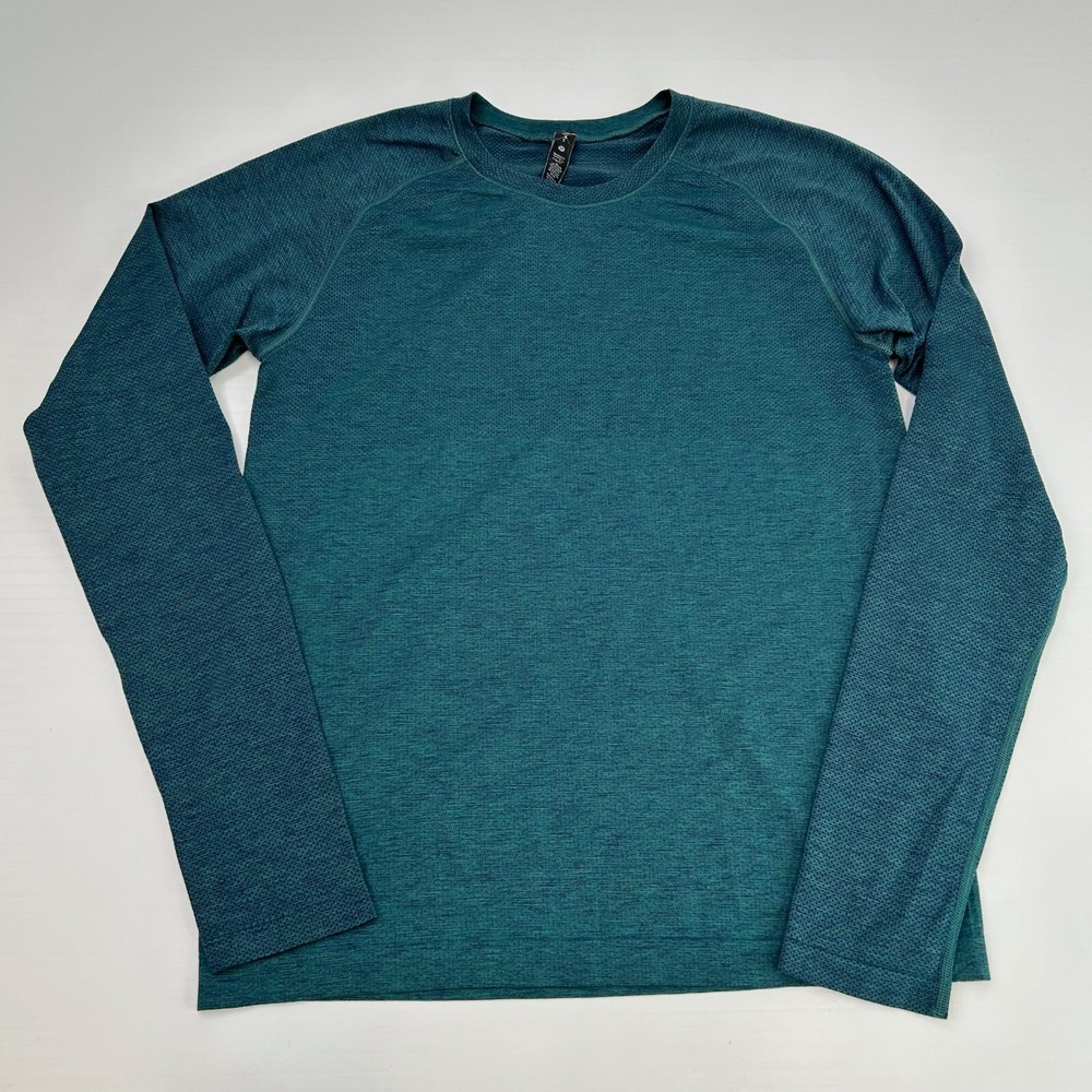 Lululemon Shirt Men Small Heather Teal Long Sleeve Train Work Party Run Gym Ex