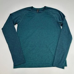 Lululemon Shirt Men Small Heather Teal Long Sleeve Train Work Party Run Gym Ex